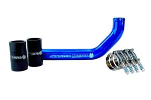 GMC Sierra 3500 Intercooler Piping - Sinister Diesel - Upper Radiator Pipe 6061 Aluminum - Sinister Blue - `01-`05